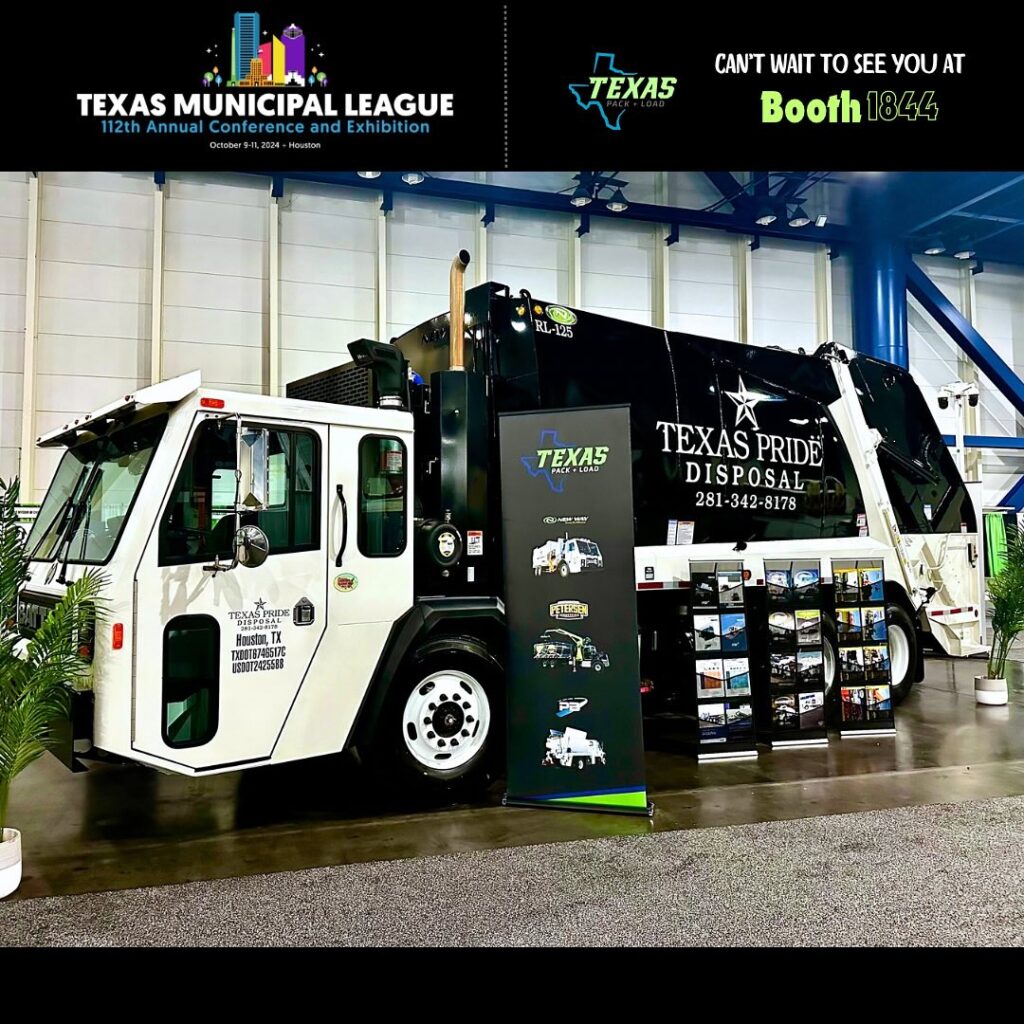 Be sure to stop by Booth 1844 at the TML Conference in Houston this week! Our booth features this new @texaspridedisposal @newwaytrucks Rear End Loader. . . . . #tmlconference2024 #refuse #garbage #recycle #disposal #organics #zerowaste #garbagetruck #recycletruck #frontloader #rearloader #automatedsideloader #knuckleboom #grappletruck #lightningloader #brushtruck #garbagecan #sanitation #solidwaste #publicworks #texaspackandload #newwaytrucks #pbloader #petersen #madvac #stellarindustries #galfab